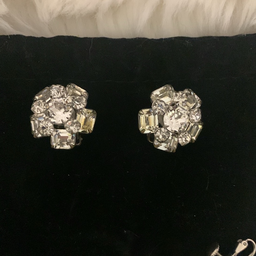 Vintage Rhinestone Earrings - Picture 2 of 6